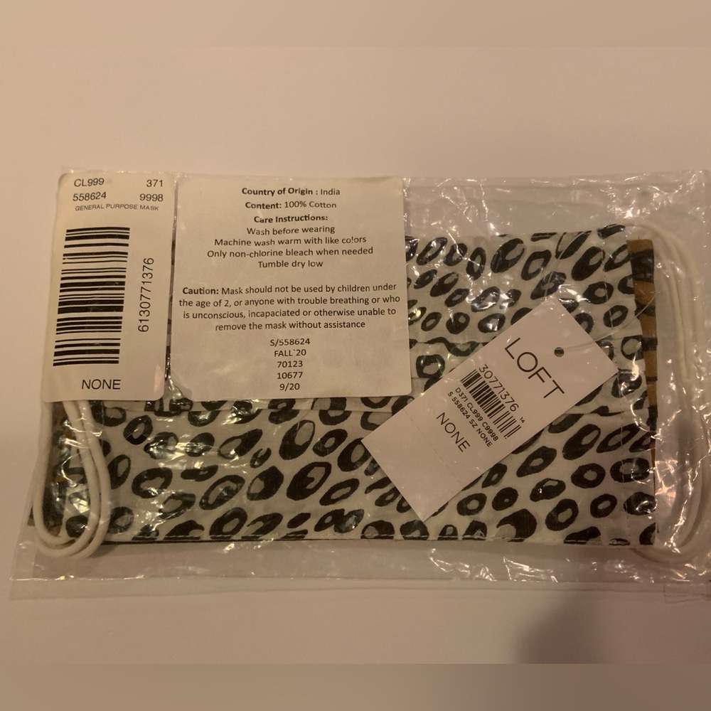 Loft 3 Pack Cotton Face Masks NWT